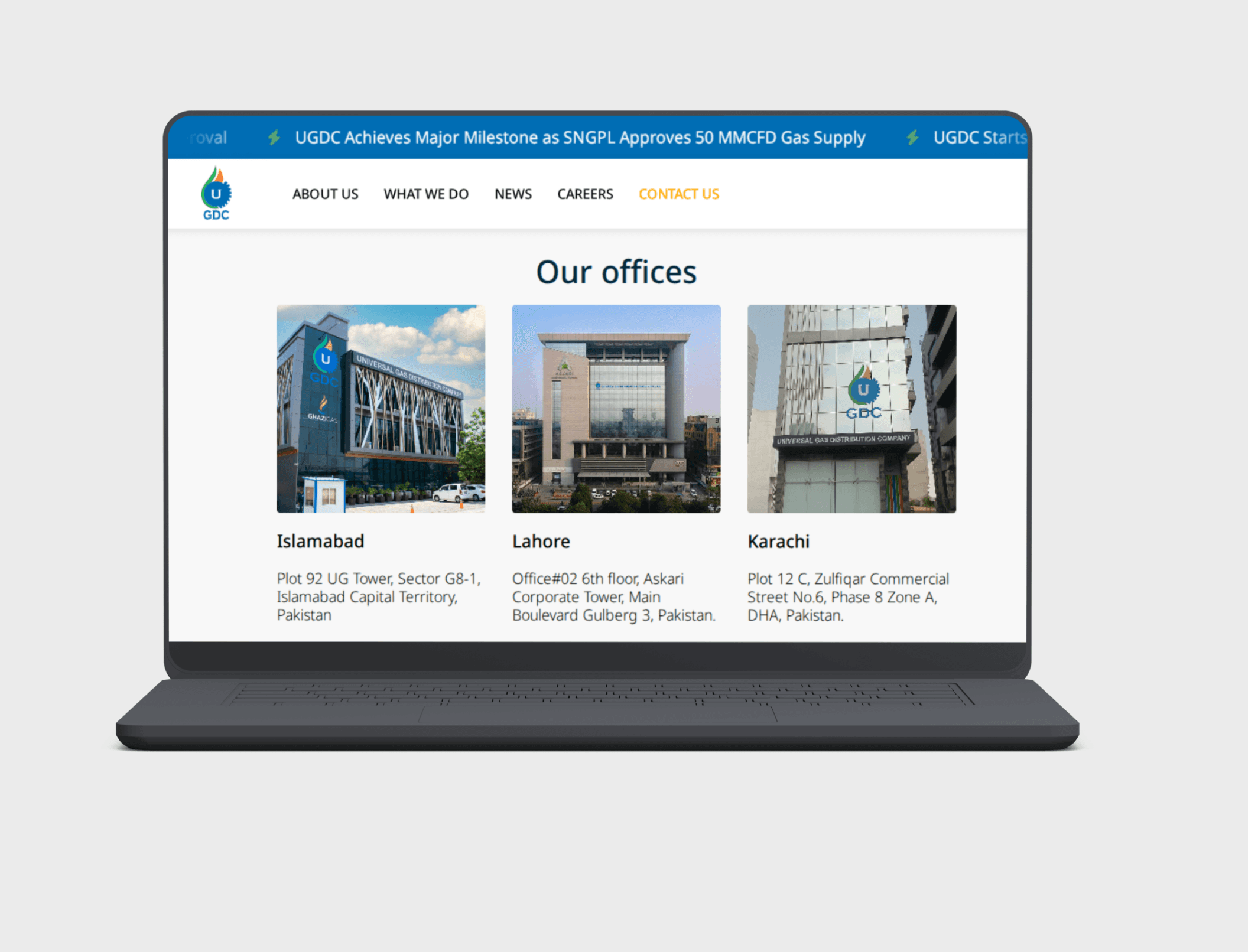 UGDC Contact Us page with connection inquiry form